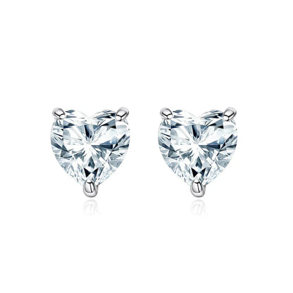 925 Sterling Silver 6.5*6.5mm Heart Moissanite Diamond Women Ear Studs Earrings Wedding Engagement Fine Jewelry Wholesale