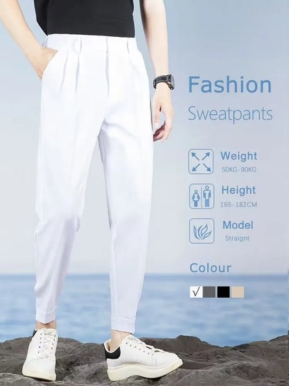 Korean Fashion Summer Men's Casual Harem Pants High Street Loose Bound Feet Sweatpants Male Black Gray White Jogging Trousers