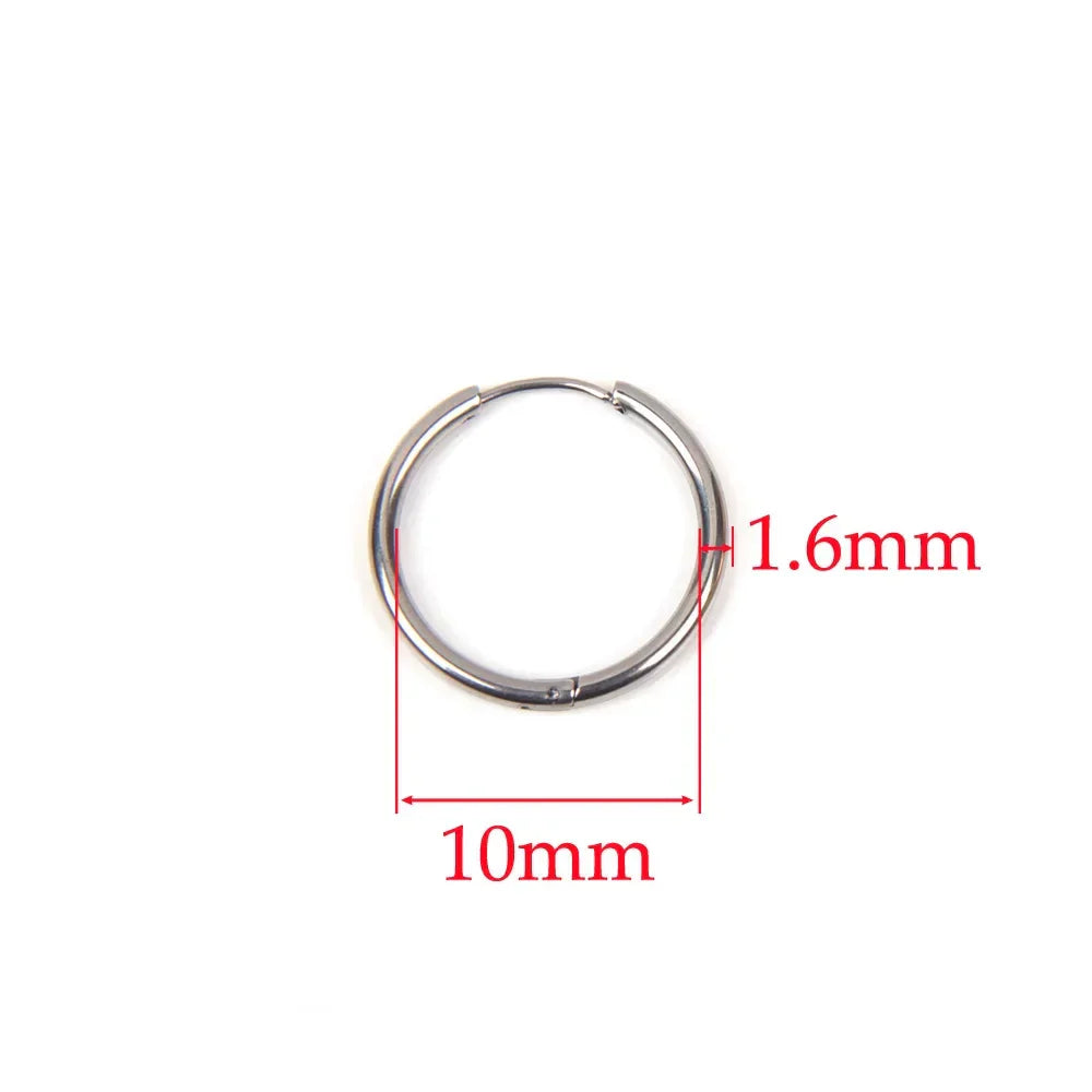 10pcs 316L Stainless Steel Hoop Earrings Women Men Punk Hiphop Circular Ear Buckle Ring Jewelry Gold Color Accessories Wholesale