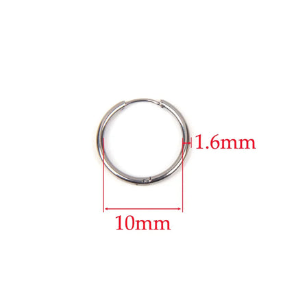10pcs 316L Stainless Steel Hoop Earrings Women Men Punk Hiphop Circular Ear Buckle Ring Jewelry Gold Color Accessories Wholesale