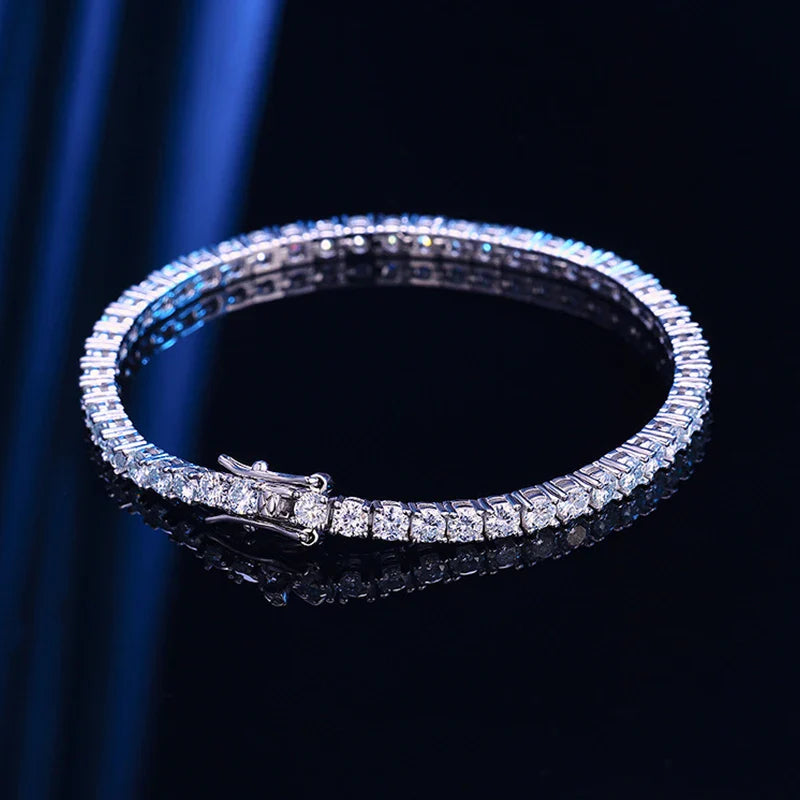 3mm 4mm 5mm Moissanite Tennis Bracelet for Women Men 925 Silver Plated 18k Gold Pass Diamond Tester Link Bracelets Bangle