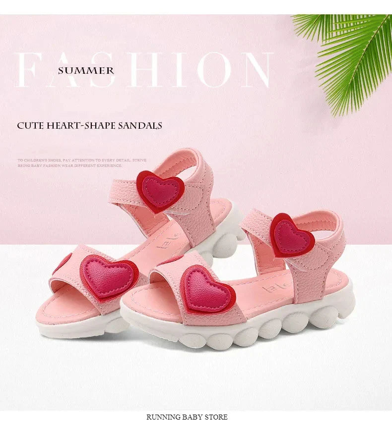 Lovely Heart Shape Children Sandals for Girls 2026 Summer Open Toe Sandals Kids Girls New Arrival Baby Girl Beach Shoes I03123