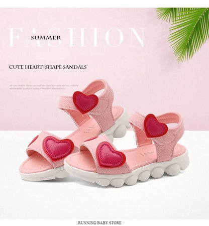 Lovely Heart Shape Children Sandals for Girls 2026 Summer Open Toe Sandals Kids Girls New Arrival Baby Girl Beach Shoes I03123