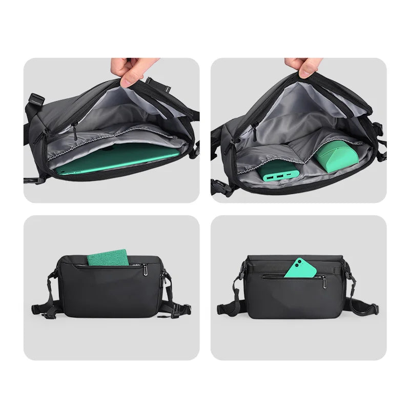 Leather Waterproof Multifunction Messenger Bag Large Capacity Sling Shoulder Bags mens crossbody bag