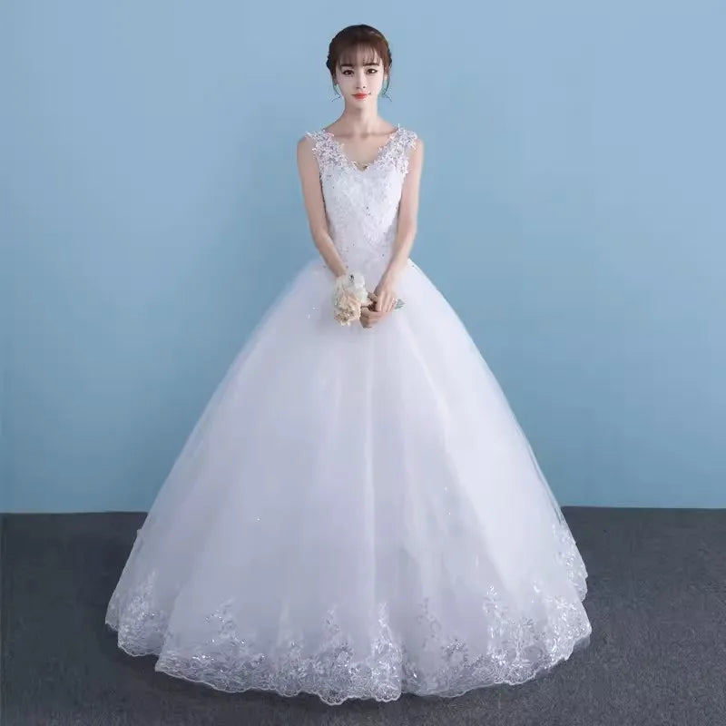 Wedding Dress Wholesale Lace up Embroidery Bride Marriage Dresses White Ball Gown Factory Christmas Carnival Plus Size