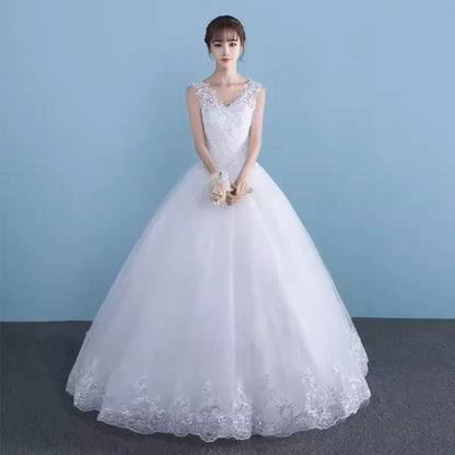 Wedding Dress Wholesale Lace up Embroidery Bride Marriage Dresses White Ball Gown Factory Christmas Carnival Plus Size