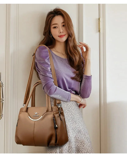 Luxury Purses and Handbags High Quality Soft Leather Shoulder Crossbody Bags for Women 2024 Elegant Tote Messenger Sac A Main