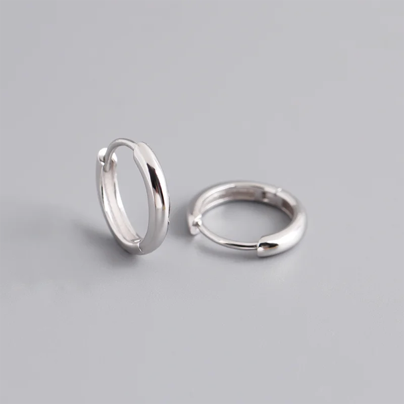 925 Sterling Silver Minimalist Matte Gothic Unisex Huggies Ear Hoop Earrings for Women Men Piercing Ear Buckle Jewelry