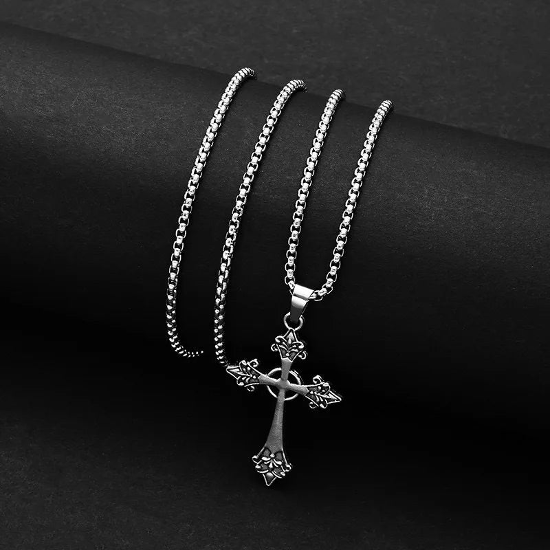 Black Rhinestone Cross Jesus Pendant Choker Necklace for Women Punk Vintage Double Layers Chain Boho Jewelry Fashion Party Gifts