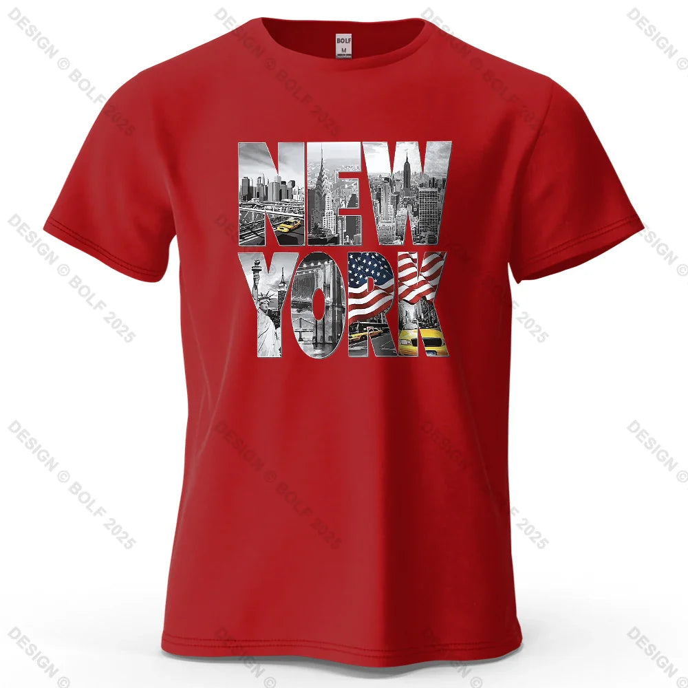 New York City Printed Men's T-Shirt 100% Cotton Oversized City Graphic Tees for Women Tops Tees Casual Streetwear