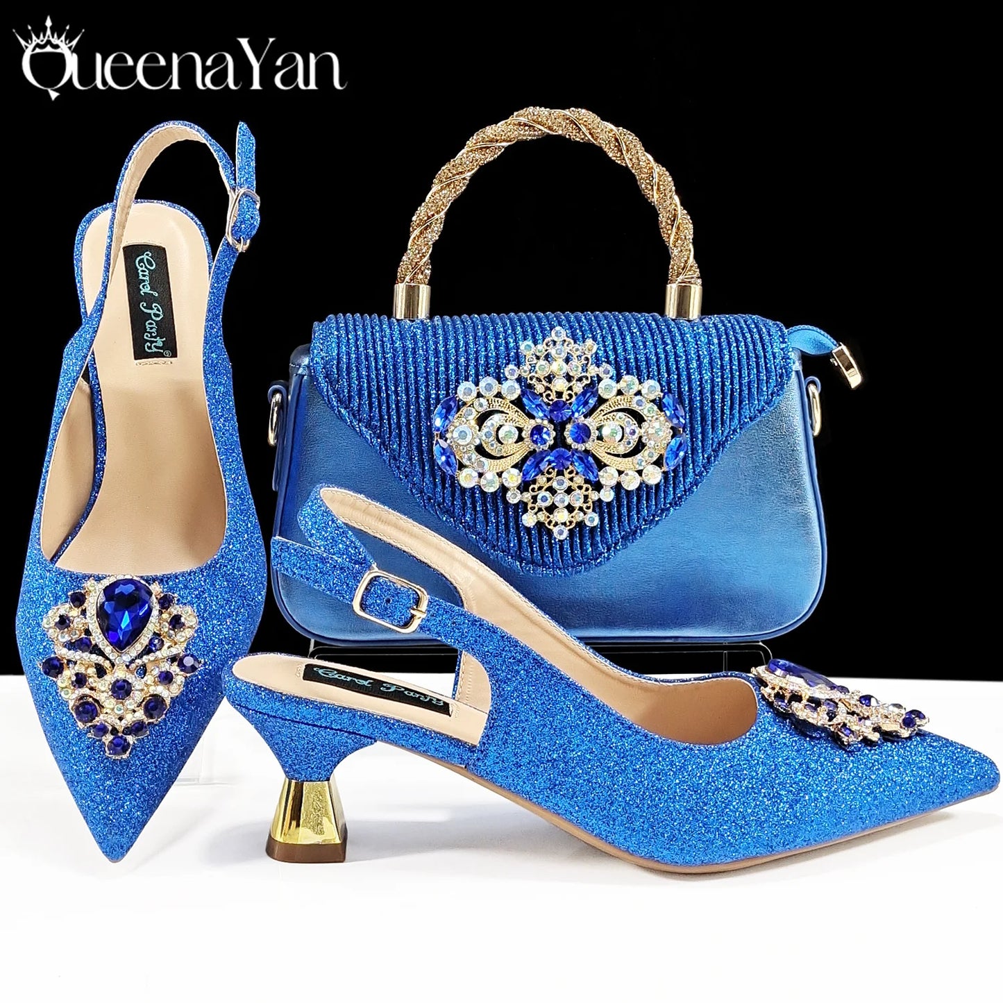 Pointed-Toe Luxury Style Women High Heels Sandal With Bag Set Orange Color for Wedding Party