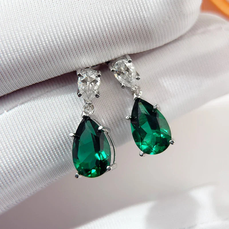 Pear Cut Mossanite Gemstone Drop Earrings 7*11MM for Women Lab Grown Emerald Pink Padparadscha Wedding Party Stud Earring