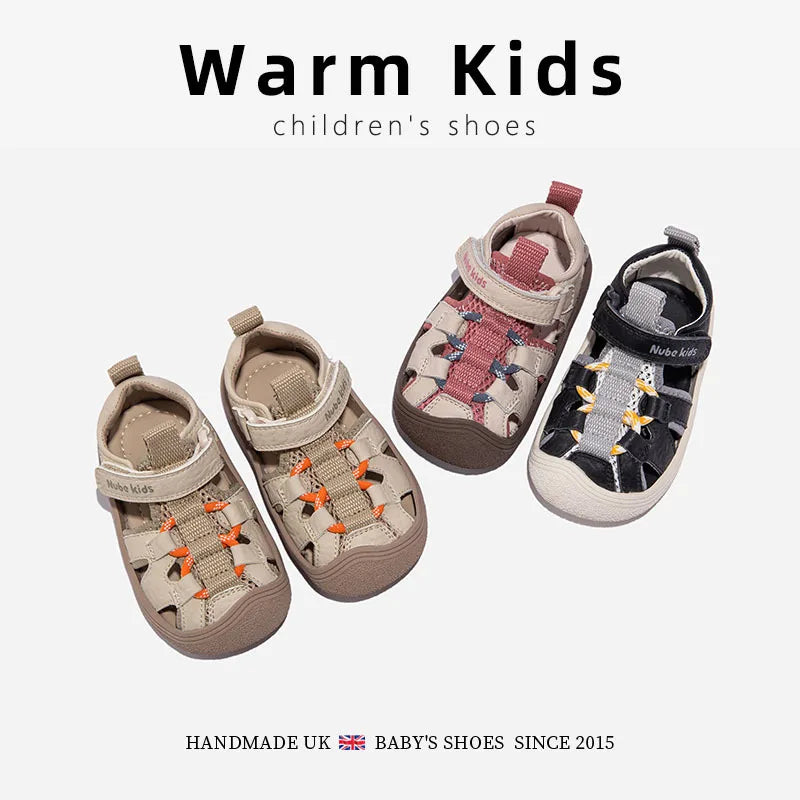 High Quality Children Sandals Summer Kids Beach Shoes Sport Sandals Little Boys Girls Close-toed Sandals Pink, Black, Khaki