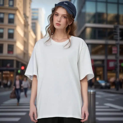 Summer 100% Cotton Oversized T shirts for Women Men Brown Casual Female Korean Streetwear Tees Unisex Basic Solid Young Cool Top