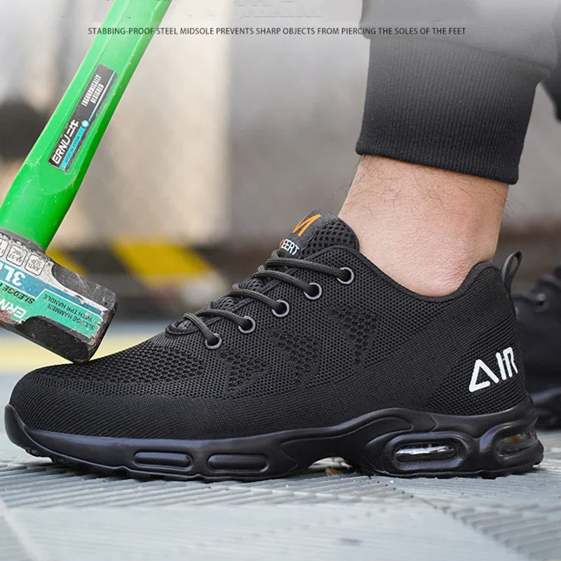 Lightweight Air Cushion Breathable Men Boots Work Shoes Safety Shoes Anti-smash Sneakers Puncture-Proof Indestructible Shoes
