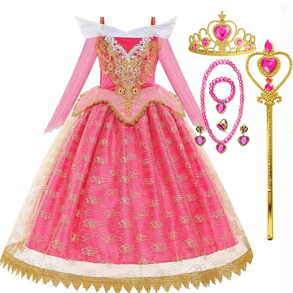 Girls Sleeping Beauty Aurora Cosplay Princess Dress Kids Rapunzel Frozen Elsa Cinderella Costume Party Clothing 2-12Years