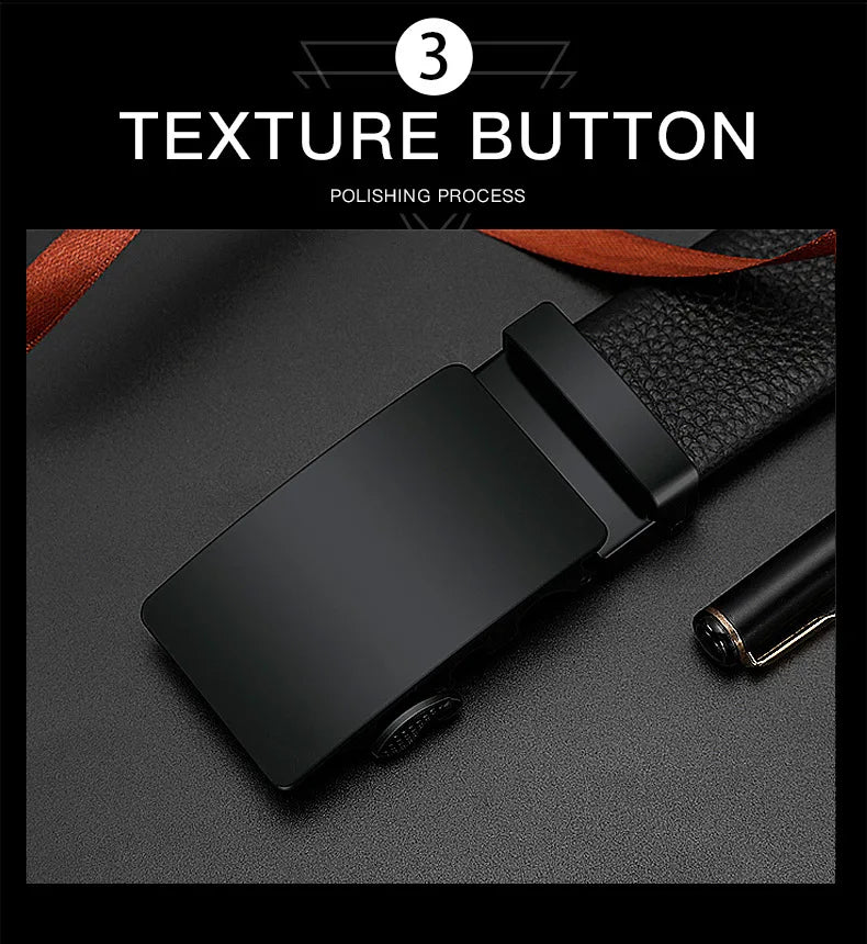 Business Men's Belt Metal Automatic Buckle Work Belt High Quality Men 120cm Leather Belt Business