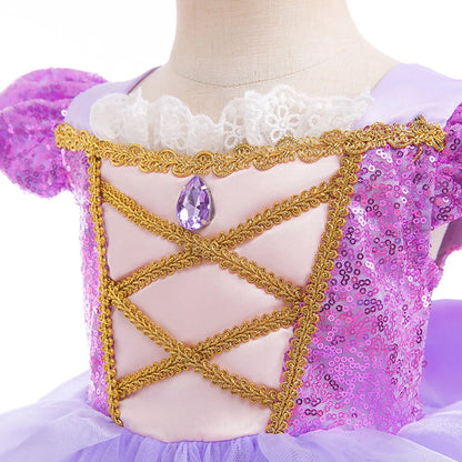 Girls Little Mermaid Aurora Costume Children Ariel Sleeping Beauty Dress Kids Peach Wedding Pink Fantasy Princess Disguise