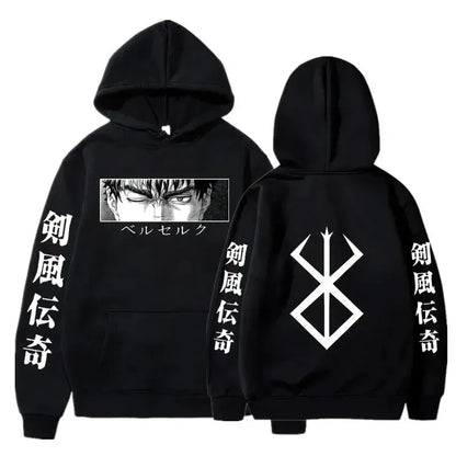 Hoodies Men Women Graphic Print Long Sleeve Streetwear Japanese Style Manga Sweatshirts Fleece Loose Soft Clothing