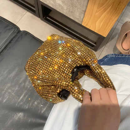 Shiny Crystal Clutch purse bucket Shoulder bag rhinestone Handmade purses and handbags luxury Designer Evening clutch Bag Purse