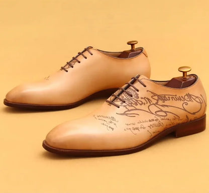 First-layer Cowhide One-piece Leather Oxford Shoes With Laser Engraving Men's Business Formal Shoes Oxfords Social Shoes Man