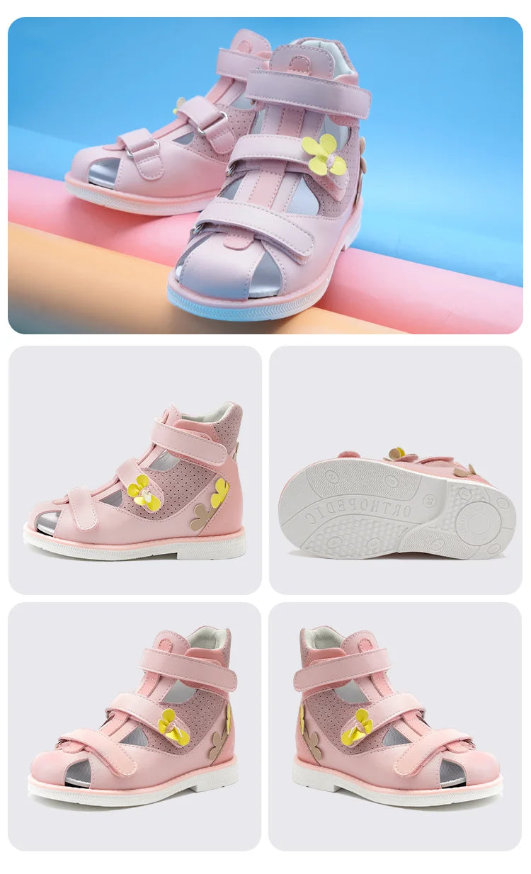 Kids Orthopedic Corrective Sandals Princepard Girls Children Summer Flower Orthotics Shoes for Flat Feet with Arch Support
