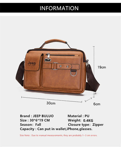 Multi-function Business Handbags Men New Man's Shoulder Bags Large Capacity Leather Messenger Bag Crossbody Big Brand