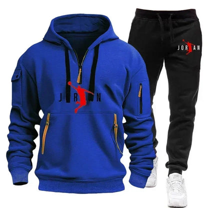 2025 New Autumn and winter new trend men's blazer + Tracksuit pants Fashion casual jogging print sportswear outdoor sportswear
