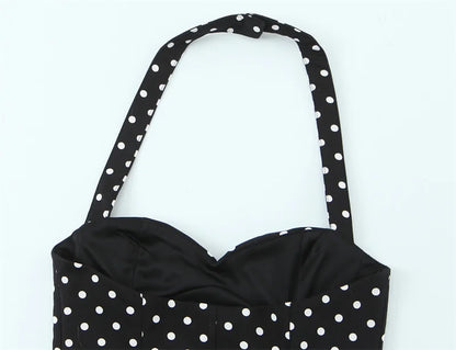 Women's Top 2026 Summer New Style Solid Color Polka Dot Decor Halter Neck Sexy Top Vacation Style Fashionable and Unique