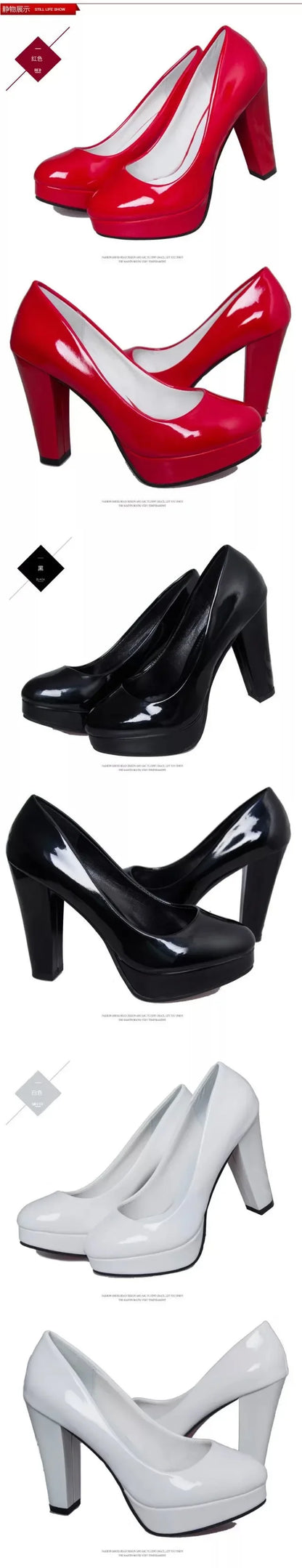High Heels Shoes Women White Wedding Shoes Thick High Heels Fashion Party Pumps Footwear Black Red Big Size Spring