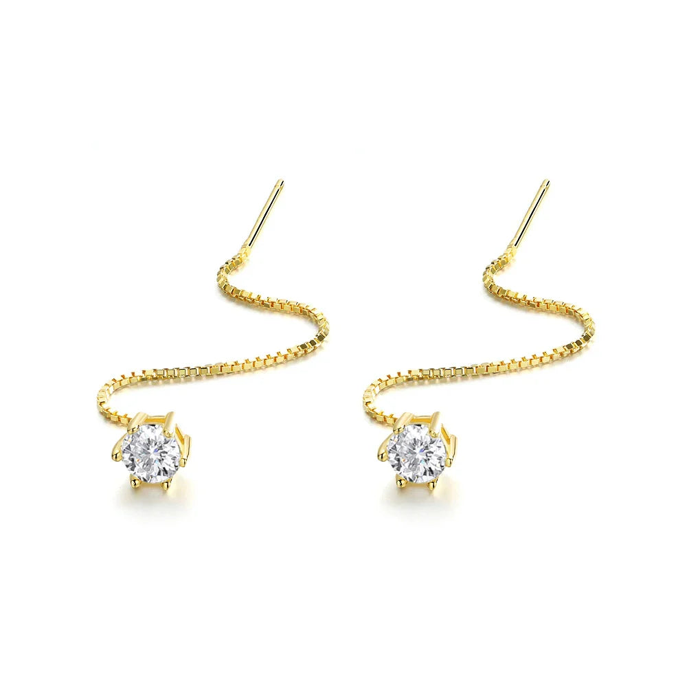 100% 925 Sterling Silver 2ct Moissanite Drop Earrings For Women Long Tassel Earring Wedding Party Luxury Fine Jewelry Gift