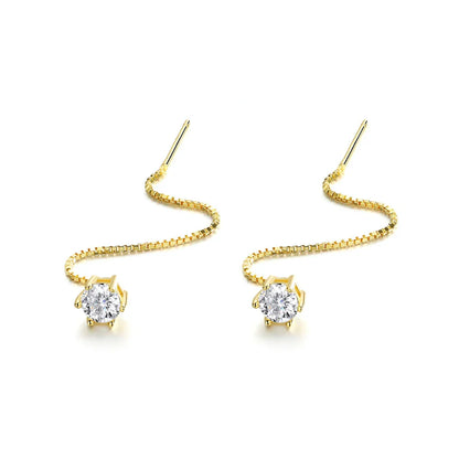 100% 925 Sterling Silver 2ct Moissanite Drop Earrings For Women Long Tassel Earring Wedding Party Luxury Fine Jewelry Gift