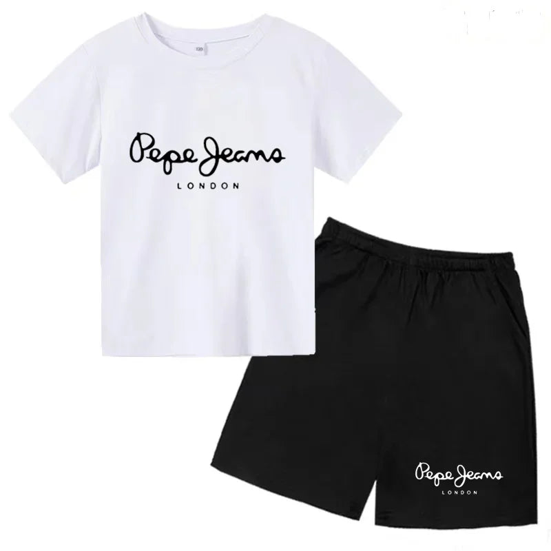 Kids Summer T-shirt Boys Girls Toddler Clothes Charming Letter Print 3-12Y Short Sleevd + Shorts Sports Brand Fashion Casual Set