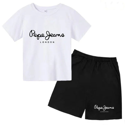 Kids Summer T-shirt Boys Girls Toddler Clothes Charming Letter Print 3-12Y Short Sleevd + Shorts Sports Brand Fashion Casual Set