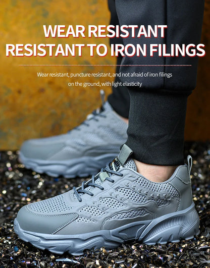 Summer Work Shoes with protection breathable Lightweight ShoesSteel Toe Shoes Men  Anti-smashing Industrial Safety Shoes