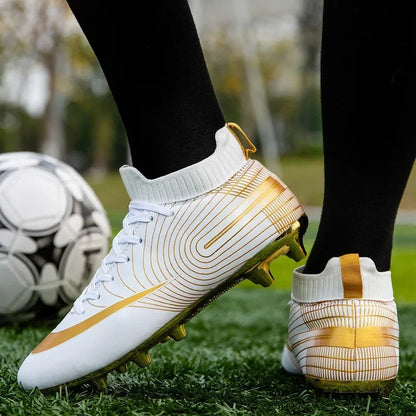 Men Soccer Shoes Ankle Outdoor Long Spikes Football Boots TF Professional Grass Cleats Unisex Football Shoes Chuteira Society