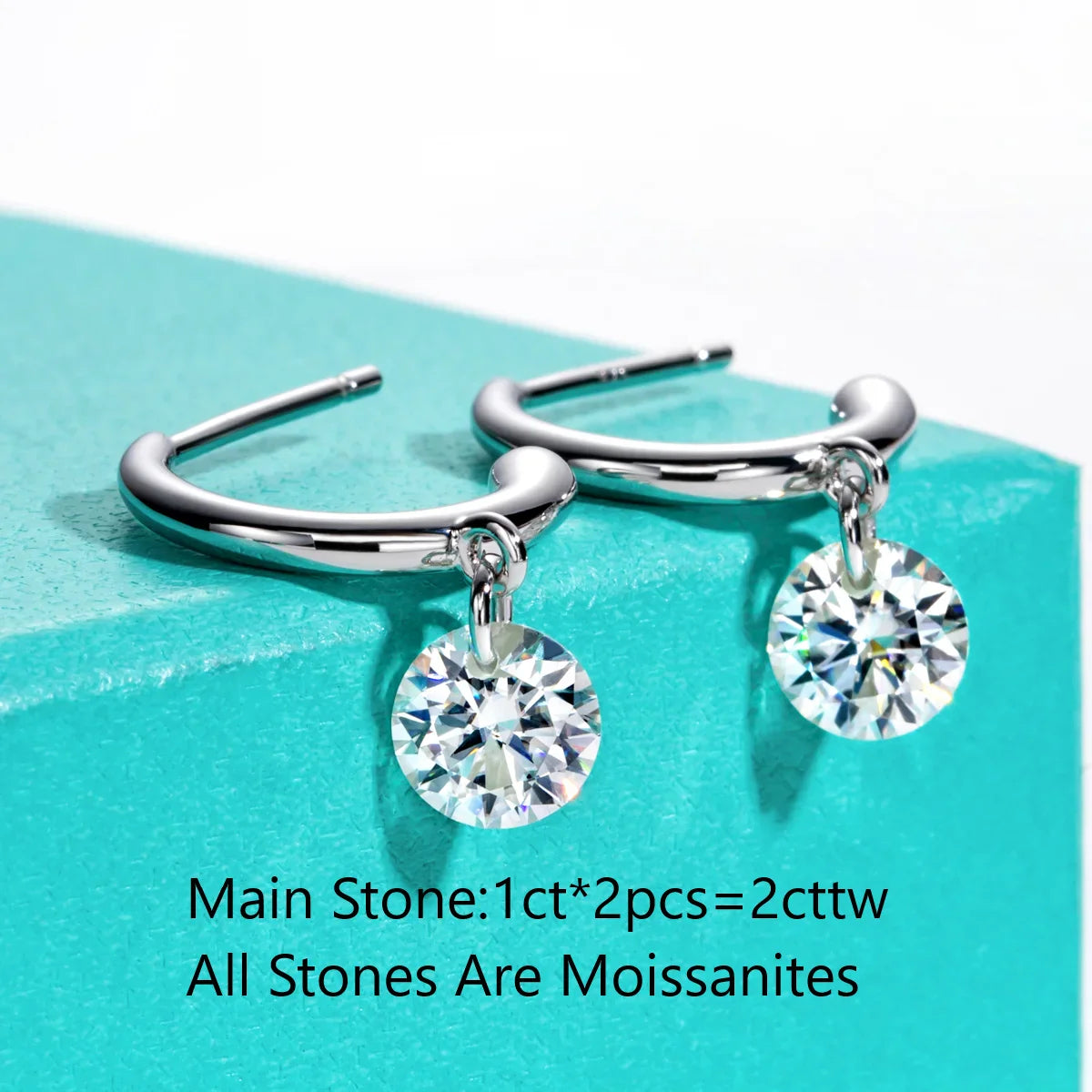 2cttw D Color Moissanite Drop Earrings 18K Gold Plated 925 Sterling Silver Classic Stud Earring Women Gifts Wholesale