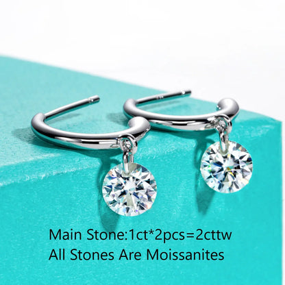 2cttw D Color Moissanite Drop Earrings 18K Gold Plated 925 Sterling Silver Classic Stud Earring Women Gifts Wholesale