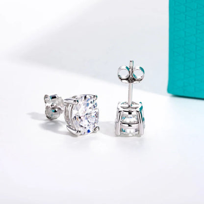 1cttw-6cttw Oval Moissanites Earrings 925 Sterling Silver D Color VVS1 Moissanite Classic Stud Earrings for Woman