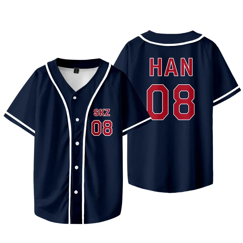Baseball Jersey T-shirt Short Sleeve Graphic Women Men Oversized Tees