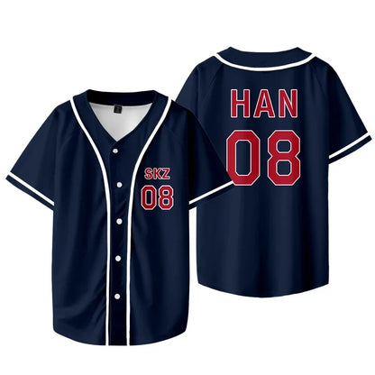 Baseball Jersey T-shirt Short Sleeve Graphic Women Men Oversized Tees