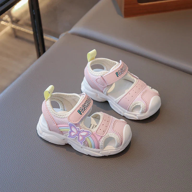 2026 Summer New Children's Sports Sandals Girls' Beach Shoes Fashion Butterfly Classic Sweet and Casual Soft Bottom Sandals