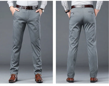 Winter Men Brand Fleece Pants Warm Cotton Business Thick Suit Casual Trousers Male Plush Formal Wear Pants 28-40