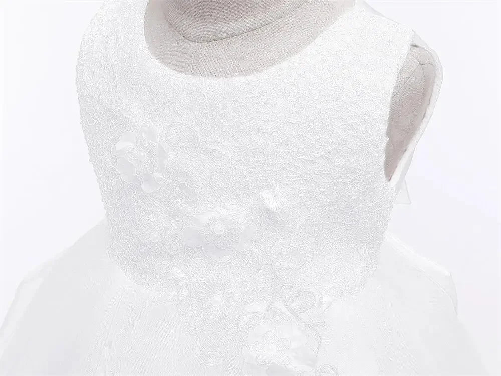 Asymmetric Toddler Evening Prom Dress Elegant Party Dresses For Girls Pink White Birthday DressLace Baby Girl Princess Dress