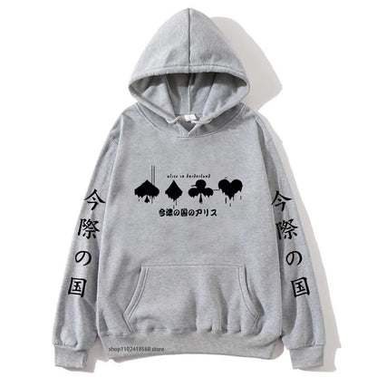 Hoodies Men Cartoon Cards Sweatshirt Harajuku Graphic Streetwear Women Anime Tops Men Clothing Y2k Sudaderas