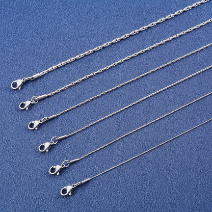 Thin Necklace Cable Chain on the Neck 316L Stainless Steel for Women Men's Silver Color Choker Waterproof Jewelry Accessories