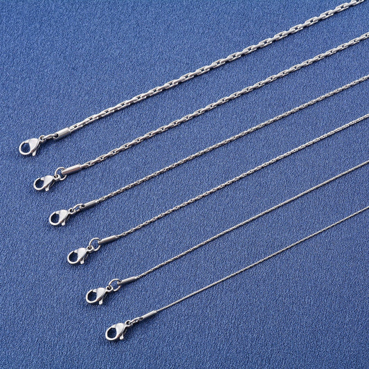 Thin Necklace Cable Chain on the Neck 316L Stainless Steel for Women Men's Silver Color Choker Waterproof Jewelry Accessories