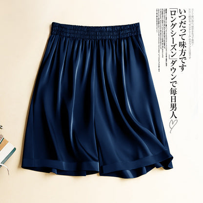 High Waist Ice Silk Acetate Shorts Pants Women's Summer Thin Satin Cropped Pants Casual Loose Plus Size Pajamas Women Shorts