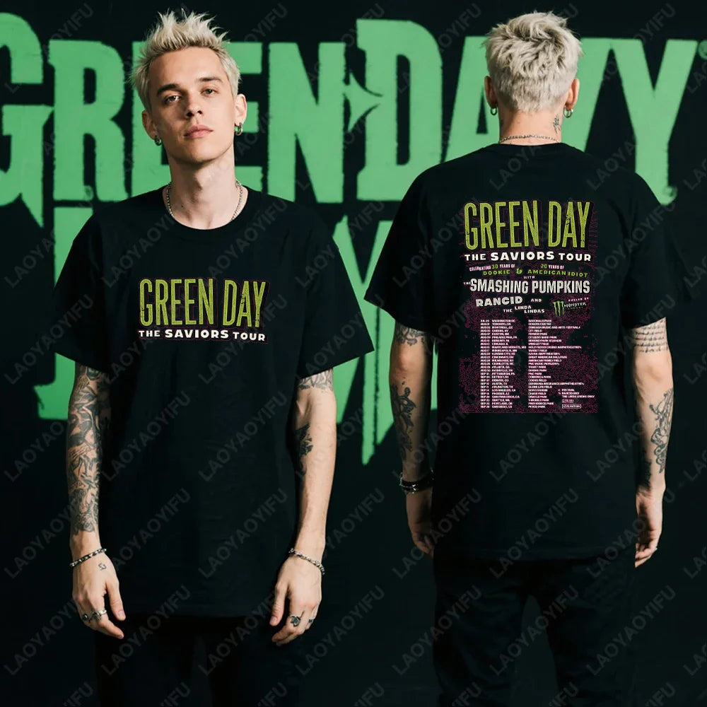 Green Day Tour 2025 Asia and Australia Tour Graphic T Shirts Summer Woman Man Fans High Quality Cotton T-shirt Music Festival