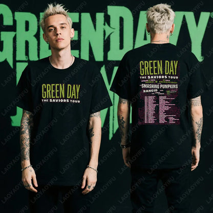 Green Day Tour 2025 Asia and Australia Tour Graphic T Shirts Summer Woman Man Fans High Quality Cotton T-shirt Music Festival